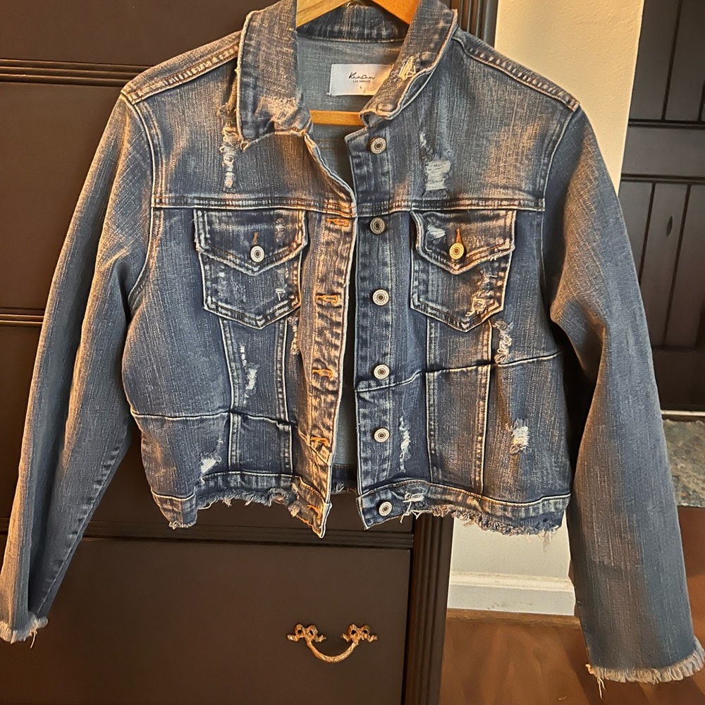 KanCan Faded Blue Distressed Jean Jacket